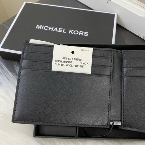 Michael Kors Jet Set Men’s Slim Billfold Wallet Money Clip Box Set - Picture 7 of 13